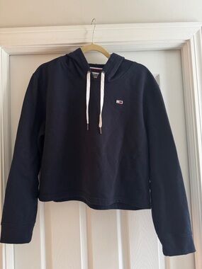 Tommy Hilfiger Navy Hoodie Sweater with White Drawstrings - New without tags